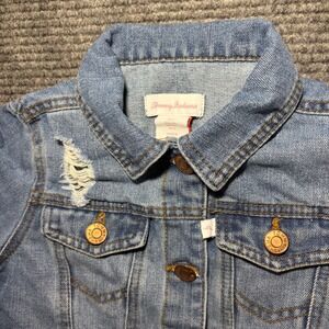 Tommy Bahama Girls Distressed Denim Jacket Light Wash Blue Size 7 Kids Trucker